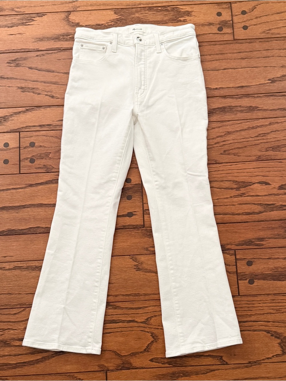 Madewell The Flare Crop Jean in Stretch White Denim Size 28 - Picture 3 of 12